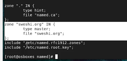 adding our domain name to etc named.conf